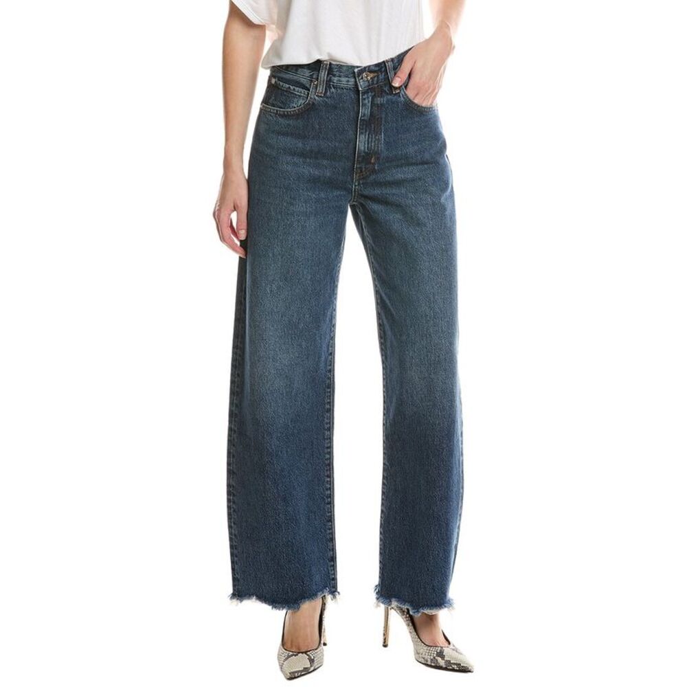 Frame Denim Womens Frame The Bow Acumen New Fray Wide Leg Jean, Blue